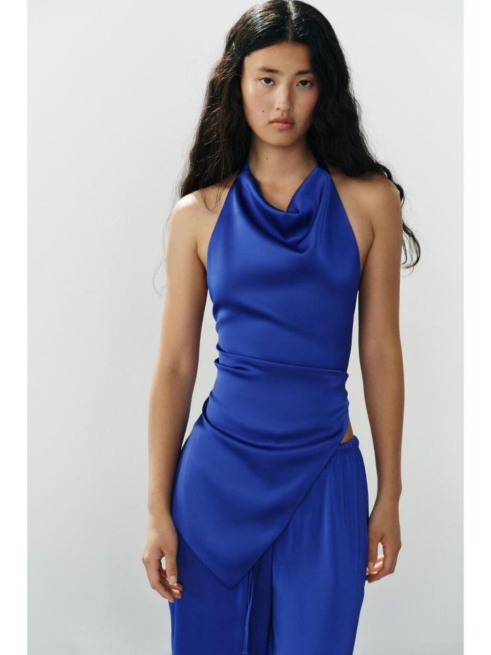 ZARA ASYMMETRIC SATIN HALTER TOP 2748/332/446